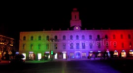 Landmarks in Georgian capital light up with colours of Italian flag in show of support