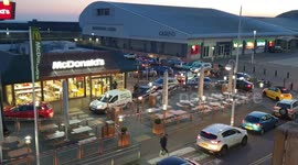 Cars queue for last McDonald's before it closes in Brighton #Corona