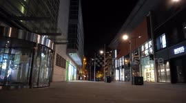 Eerie! Manchester lad skateboards his way through city centre at night moments after Johnson's nationwide lockdown announcement