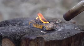 Blow torch eviscerates household objects and toys in fiery experiment