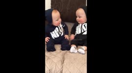 9 month old Twin brothers the fighting begins