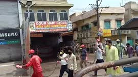 High-pressure water jets pressed into service to sanitize market and roads in Eastern India