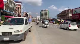 Cambodian officials use megaphone to warn residents about hygiene amid COVID-19 pandemic