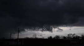 Tornadic storm moves across the Arkansas-Oklahoma state line