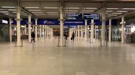 St Pancras London Eurostar departures without customers during UK lockdown