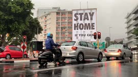 Giant sign urges South Africans to stay home if they can