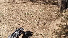 kicking up the dust by an electric toy car