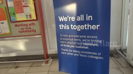 Coronavirus rules of purchase and hand sanitation at TESCO superstore in London