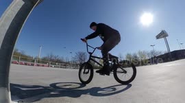 Cool BMX Bike Tricks in sunny parking lot during solo Corona Quarantine / Fisheye Tiny Planet 360 Camera