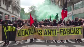 FILE: Scuffles and arrests across London following Tommy Robinson protest outside the BBC offices