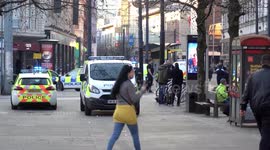Heightened police presence at Piccadilly Gardens in Manchester amid coronavirus lockdown