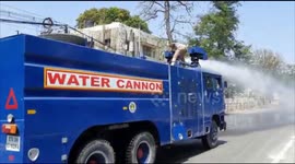 Authorities in southern India use water cannons to disinfect roads during coronavirus outbreak