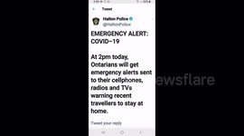 Emergency alert sent to every cell phone in Ontario Canada today due to COVID-10 coronavirus pandemic crisis