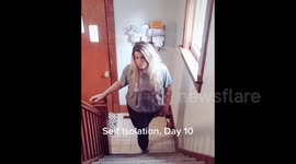Social isolation day 10, so done! Quarantine woman in Ohio HURLS herself down stairs to imitate Phil Collins drum solo