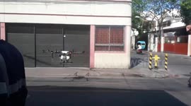 Drone sprays sterilising liquid over Philippines streets during coronavirus lockdown