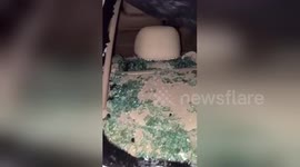 Severe hail storm smashes car windshield in Missouri