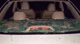 Intense hailstorm smashes car windshield in Missouri