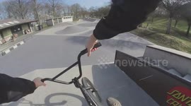 BMX Bike POV Stunts / Point of view with cool tricks in skatepark