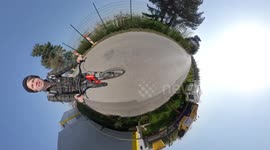 Crazy MTB Bike Ride on urban Road / Tiny Planet Fisheye 360 Camera