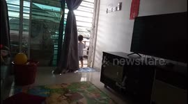 I want to be free! Funny toddler asks dad for going out amid quarantine