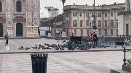 Sunday morning in central Milan, Italy