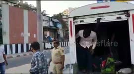 Migrants workers caught in van while fleeing to their villages amid COVID-19 in Mumbai.