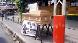 Police use coffin as grim warning for residents to stay inside during Covid-19 pandemic
