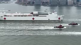 Moment USNS Comfort, a Navy hospital ship equipped with 1,000 beds and 12 operating rooms, arrived in New York
