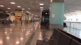Waiting in an empty Tenerife airport for one of easyJet's last flights to Gatwick