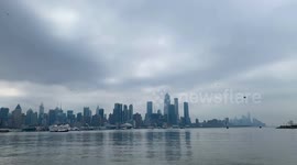 New York City Skyline, US Navy Ship Comfort Arriving 4K
