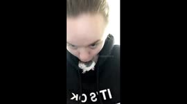 Pickles gives me kisses while watching a video for class