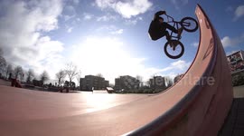 Crazy BMX Bike trick jump in super slowmo!