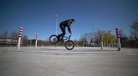 Funny BMX Bike bouncing jumps in slowmo