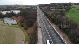 Motorway M6 Drone Footage during Coronavirus / Covid 19 outbreak Junction 15