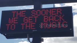 Sign at concert venue encouraging social distancing amid COVID-19 pandemic disaster in Canada