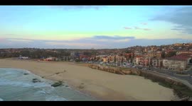 Drone fly-past of a deserted and fenced off Maroubra Beach