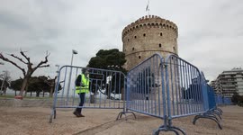 Empty promenade of Thessaloniki during COVID-19 quarantine