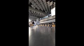 Empty Frankfort airport during COVID-19 coronavirus crisis