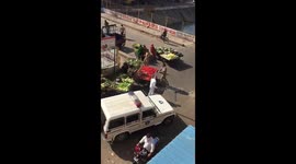 Indian market traders allegedly breaking COVID-19 lockdown rules have goods destroyed by police