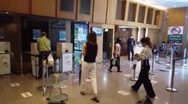 Office building installs sinks in lobby for workers to wash hands
