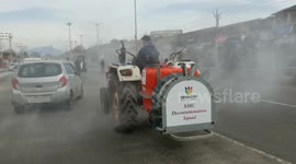 Trucks spray streets with disinfectant in Jammu and Kashmir amid coronavirus lockdown
