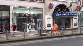 Social distancing in a queue outside Marks and Spencer Food Hall Kensington - London