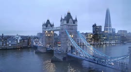 Timelapse video of morning rush hour traffic crossing Tower Bridge in London, UK