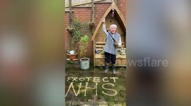 Grandmother, 81, sprays Covid-19 NHS message onto her patio
