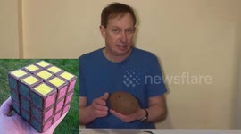 Man solves and eats Chocolate Easter Egg Rubik's Cube puzzle