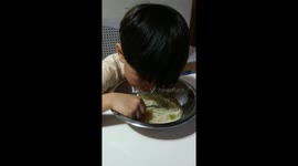 Cutest boy failing to stay awake while eating noodles