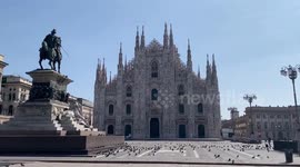 Milan's Piazza Del Duomo deserted during coronavirus lockdown