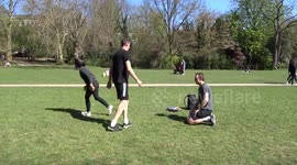Exercise in the sun in Holland Park amid coronavirus lockdown in London