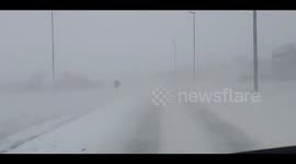 Blizzard conditions in Iceland's Reykjavik as winter reasserts itself