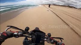 Motorbike crashes into the ocean